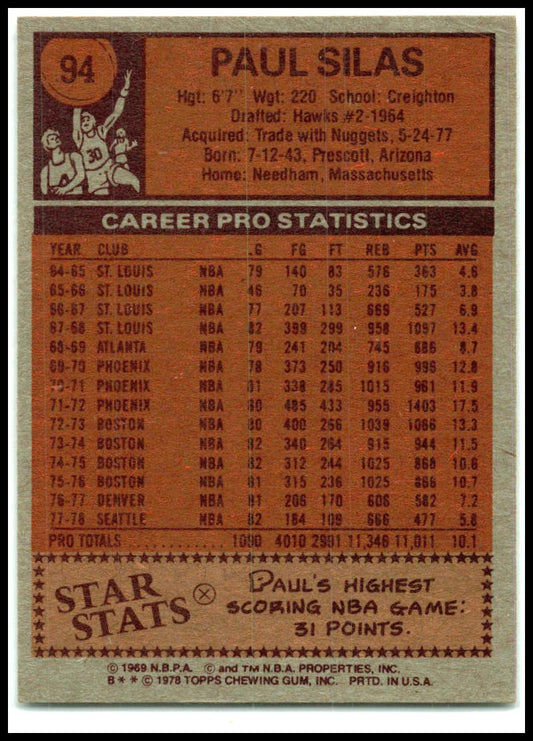 1978-79 Topps #94 Paul Silas