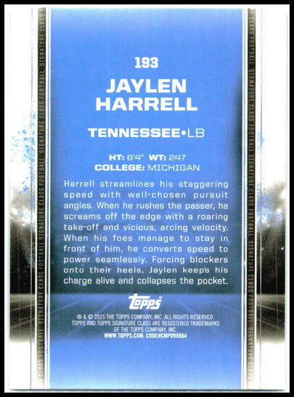 2024 Topps Signature Class #193 Jaylen Harrell Bronze