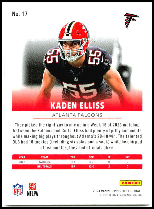 2024 Panini Prestige #17 Kaden Elliss