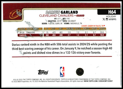 2025-26 Topps Holiday Glitter Holiday #H64 Darius Garland Cleveland Cavaliers