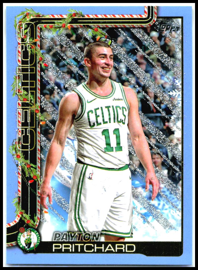 2025-26 Topps Holiday Light Blue Glitter Holiday #H4 Payton Pritchard Boston