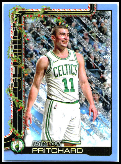 2025-26 Topps Holiday Light Blue Glitter Holiday #H4 Payton Pritchard Boston