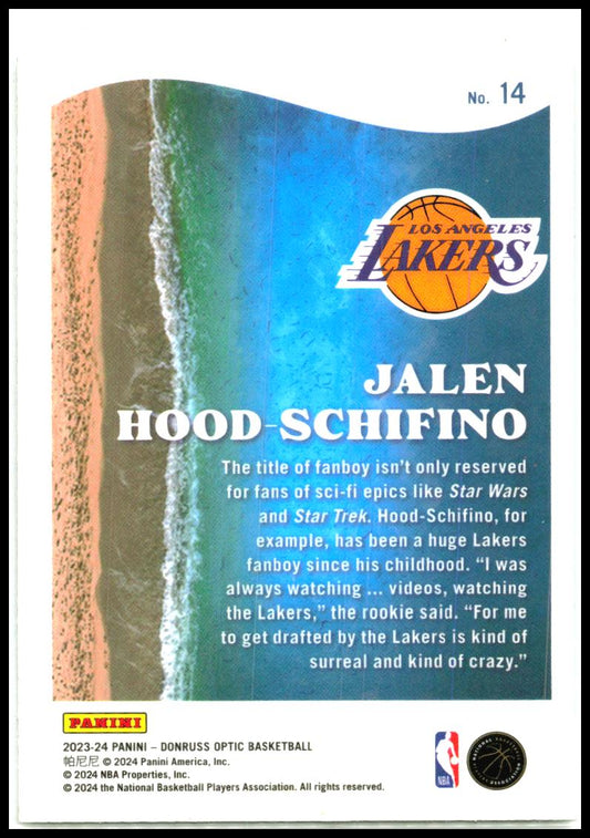 2023-24 Donruss Optic Splash #14 Jalen Hood-Schifino Los Angeles Lakers