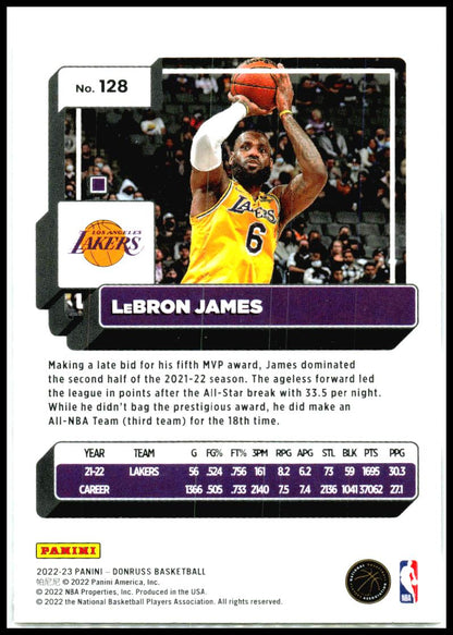 2022-23 Donruss Purple Press Proof #128 LeBron James #/199 Los Angeles Lakers