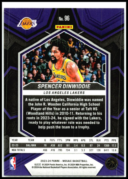 2023-24 Panini Mosaic #96 Spencer Dinwiddie Los Angeles Lakers