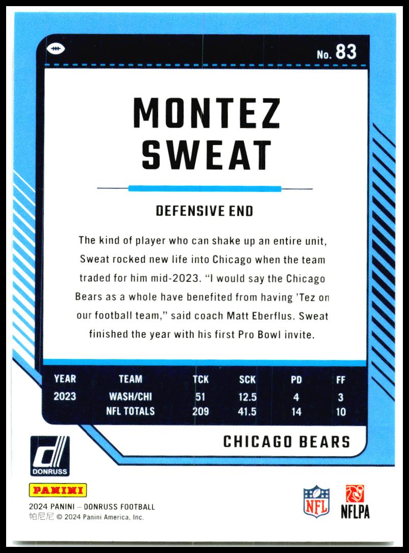 2024 Donruss #83 Montez Sweat Chicago Bears
