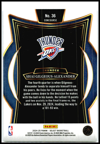 2024-25 Panini Select Blue #36 Shai Gilgeous-Alexander Oklahoma City Thunder