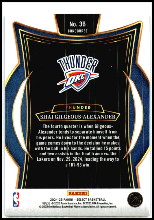 2024-25 Panini Select Blue #36 Shai Gilgeous-Alexander Oklahoma City Thunder