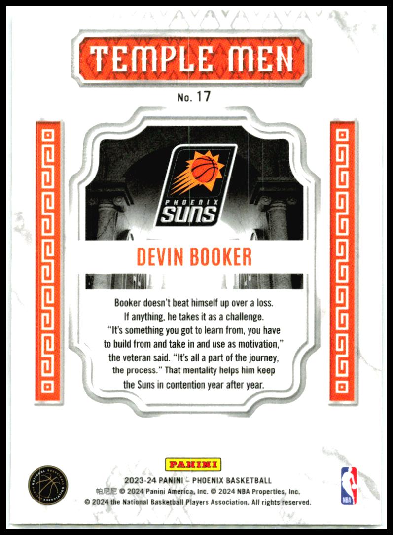 2023-24 Panini Phoenix Temple Men #17 Devin Booker Phoenix Suns