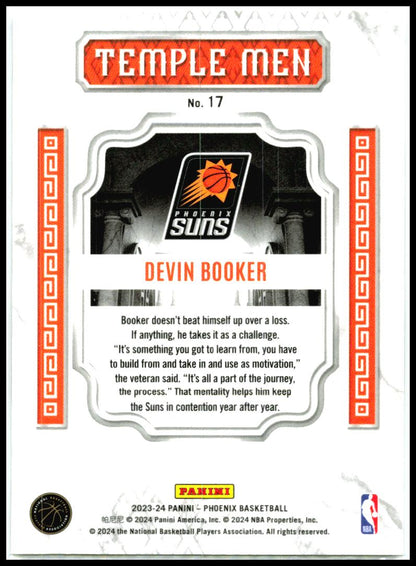 2023-24 Panini Phoenix Temple Men #17 Devin Booker Phoenix Suns