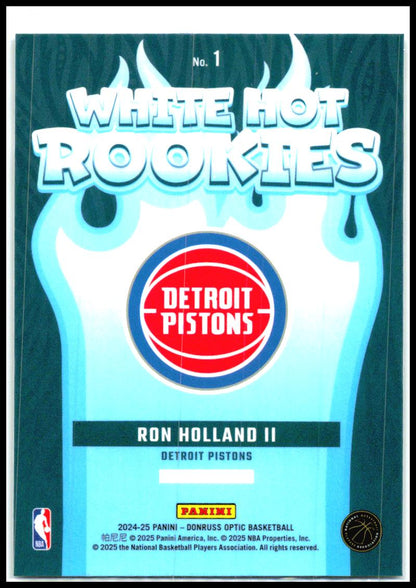 2024-25 Donruss Optic White Hot Rookies #1 Ron Holland II Detroit Pistons