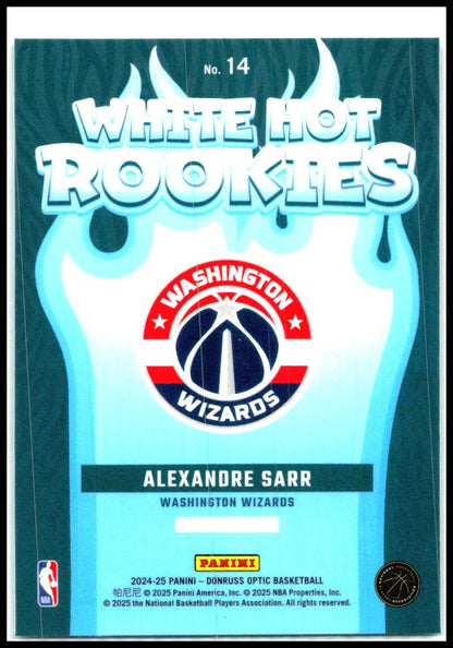 2024-25 Donruss Optic White Hot Rookies #14 Alexandre Sarr Washington Wizards
