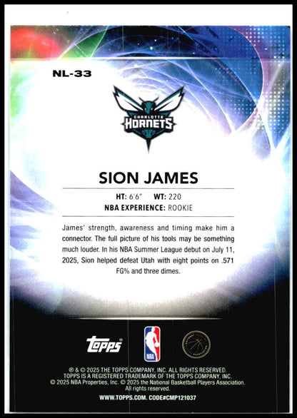 2025-26 Topps No Limit #NL-33 Sion James Charlotte Hornets