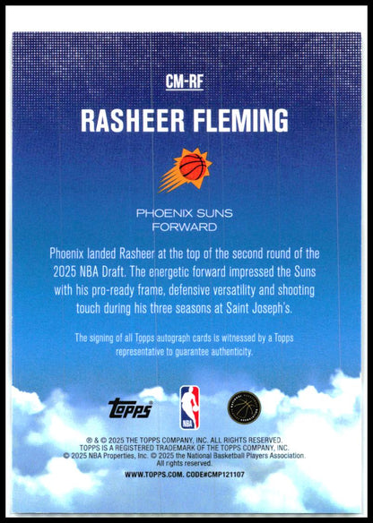 2025-26 Topps Contemporary Marks #CM-RF Rasheer Fleming Auto Phoenix Suns