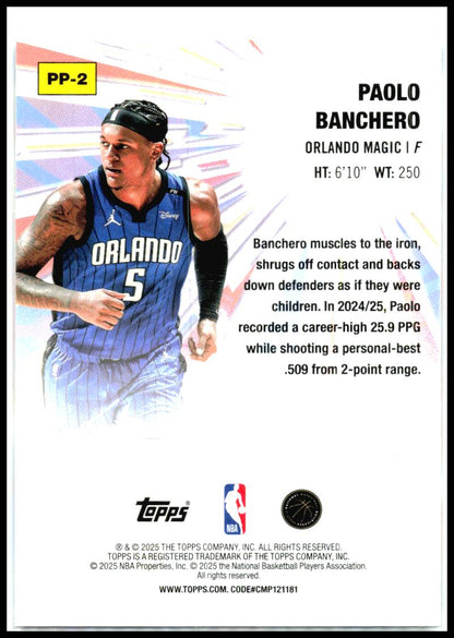 2025-26 Topps Power Players #PP-2 Paolo Banchero Orlando Magic