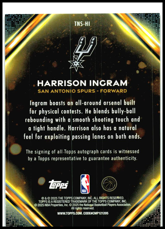 2025-26 Topps Topps Notch Signatures #TNS-HI Harrison Ingram Auto Spurs