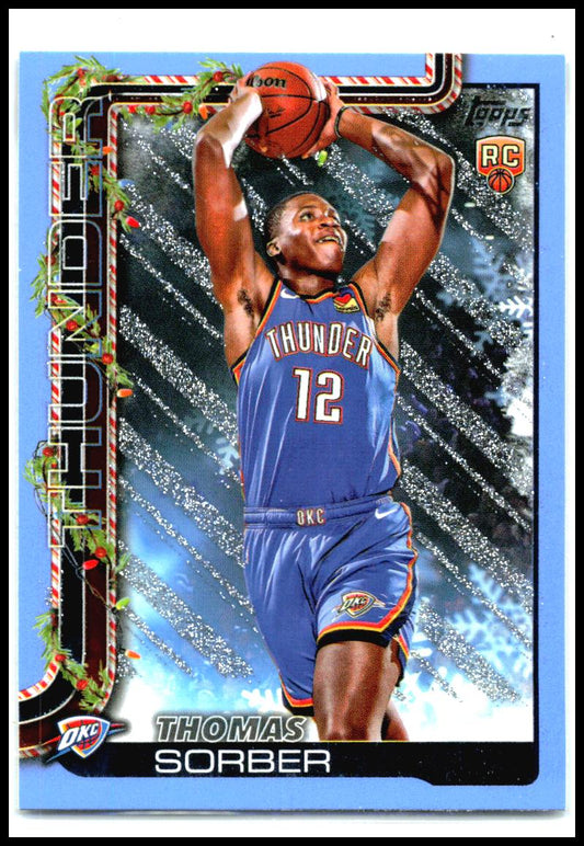 2025-26 Topps Holiday Light Blue Holiday #H175 Thomas Sorber Rookie Thunder