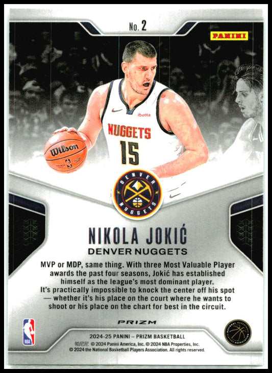 2024-25 Panini Prizm Dominance Prizms Green #2 Nikola Jokic Denver Nuggets