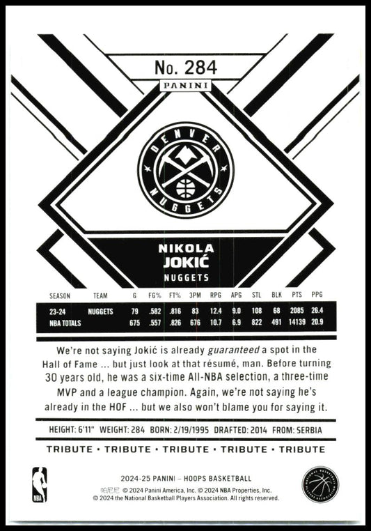 2024-25 Hoops Premium #284 Nikola Jokic Denver Nuggets
