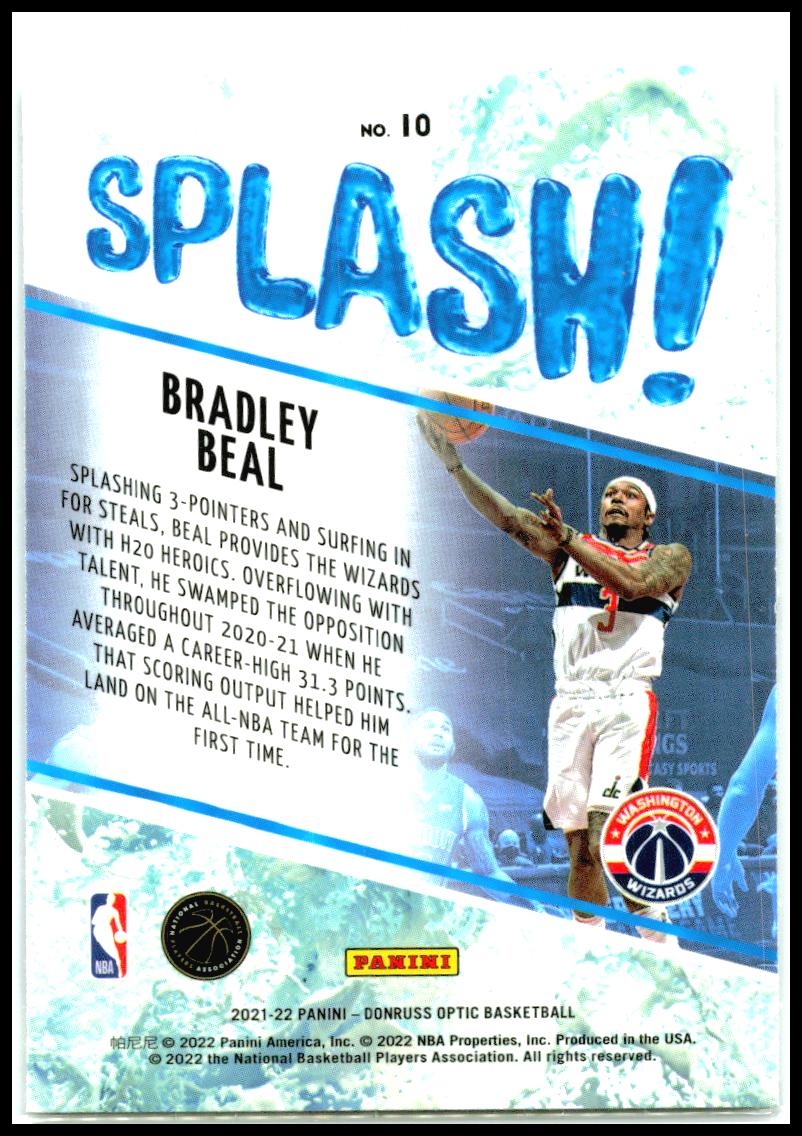 2021-22 Donruss Optic Splash! #10 Bradley Beal Washington Wizards