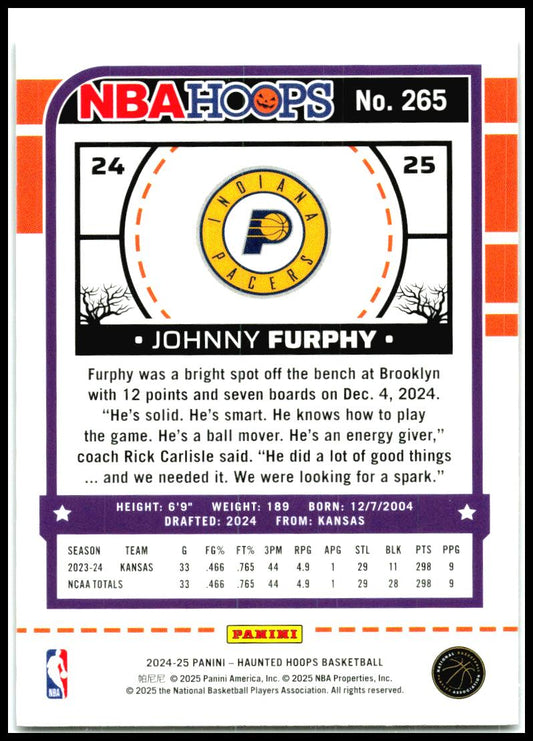 2024-2025 Haunted Hoops Holo Webs SP #265 Johnny Furphy Pacers