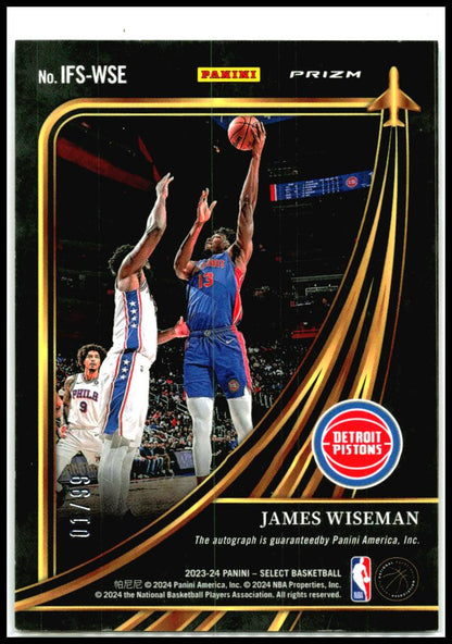 2023-24 Panini Select In Flight Sign Red #IFS-WSE James Wiseman Auto Detroit