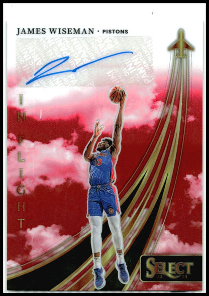 2023-24 Panini Select In Flight Sign Red #IFS-WSE James Wiseman Auto Detroit