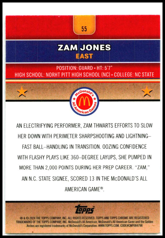 2024 Topps Chrome McDonald's All-American RayWave #55 Zam Jones