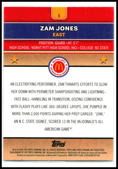 2024 Topps Chrome McDonald's All-American RayWave Refractor #5 Zamareya Jones