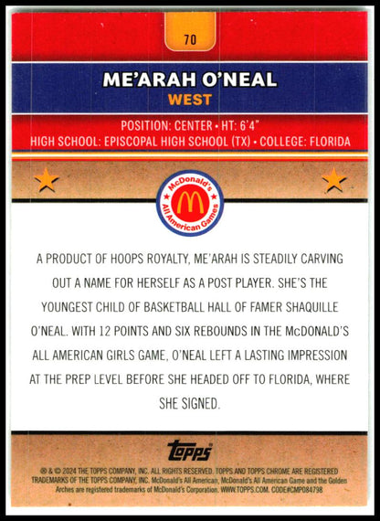 2024 Topps Chrome McDonald's All-American RayWave #70 Me’Arah O’Neal