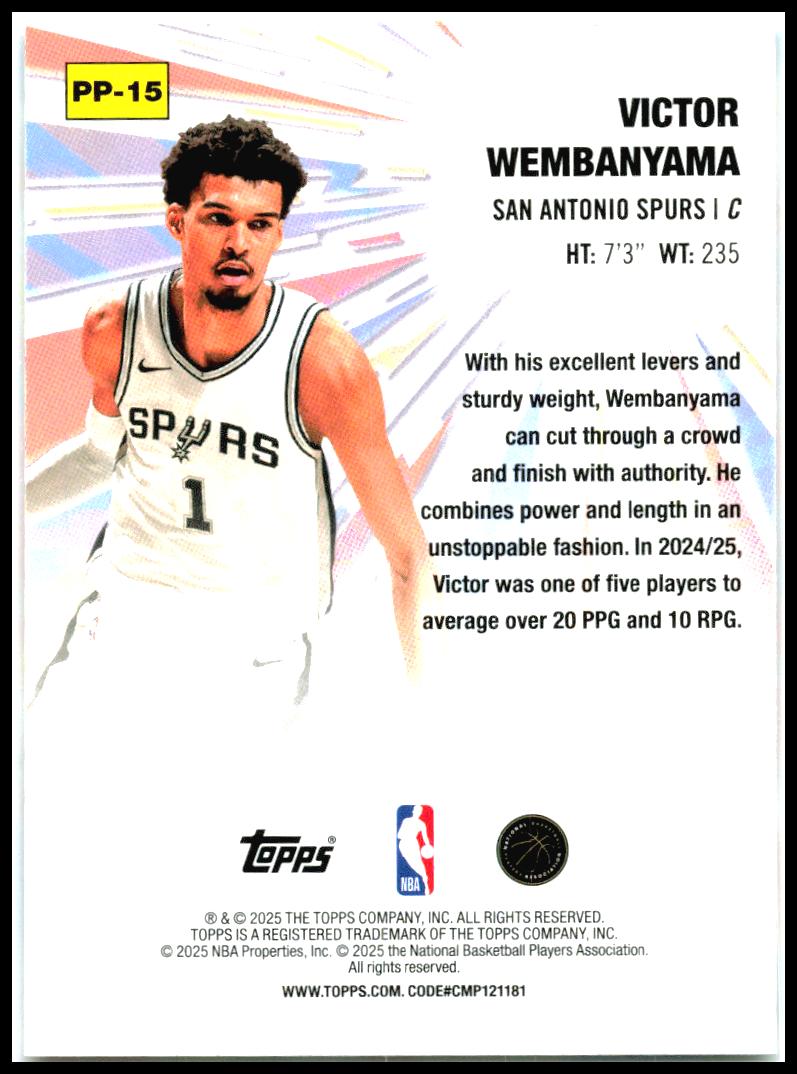 2025-26 Topps Power Players #PP-15 Victor Wembanyama San Antonio Spurs