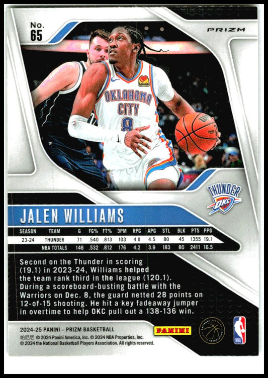 2024-25 Panini Prizm Prizms Red Ice #65 Jalen Williams Oklahoma City Thunder
