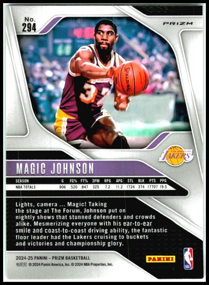 2024-25 Panini Prizm Green #294 Magic Johnson Los Angeles Lakers
