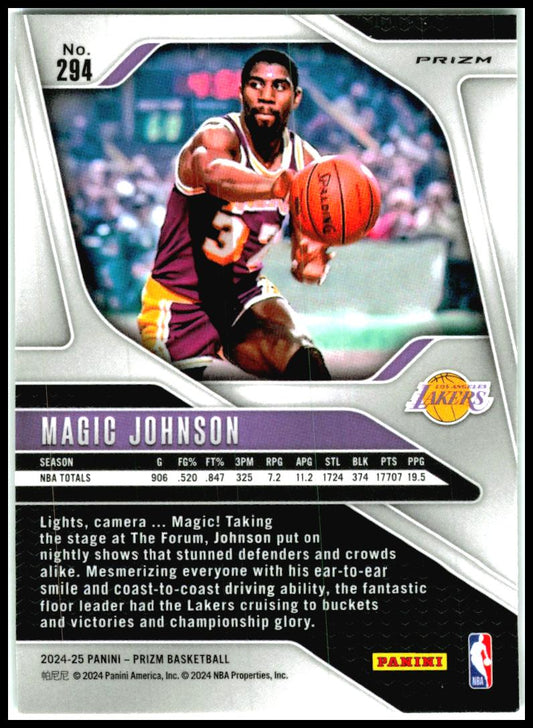 2024-25 Panini Prizm Green #294 Magic Johnson Los Angeles Lakers