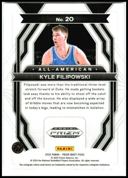 2024 Panini Prizm Draft Picks All-American #20 Kyle Filipowski Duke Blue Devils