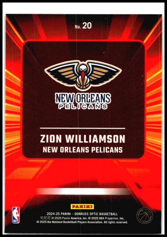 2024-25 Donruss Optic Express Lane #20 Zion Williamson New Orleans Pelicans