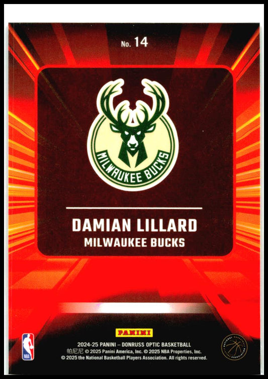 2024-25 Donruss Optic Express Lane #14 Damian Lillard Milwaukee Bucks