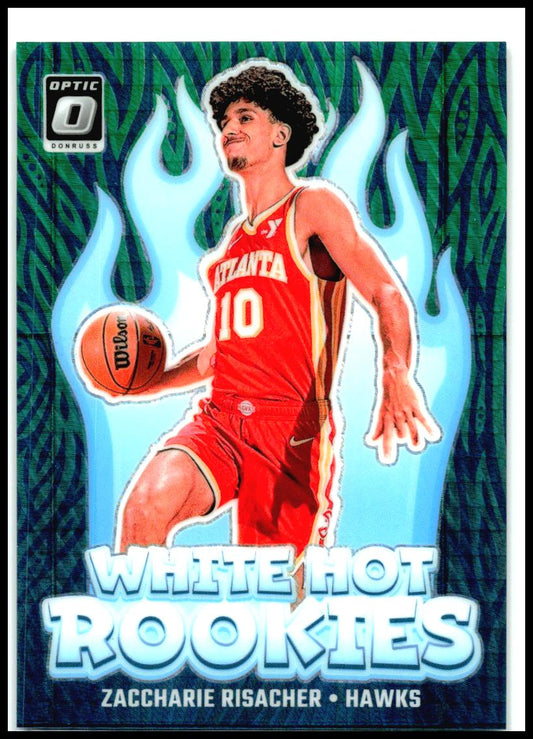 2024-25 Donruss Optic White Hot Rookies Hyper Green #4 Zaccharie Risacher Hawks