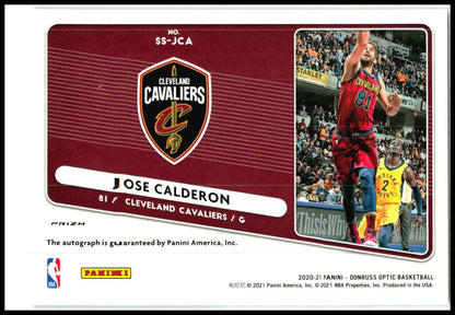 2020-21 Donruss Optic Sign Series Purple #SS-JCA Jose Calderon Auto Cleveland