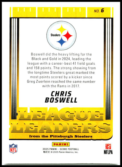 2025 Score League Leaders #6 Chris Boswell Pittsburgh Steelers