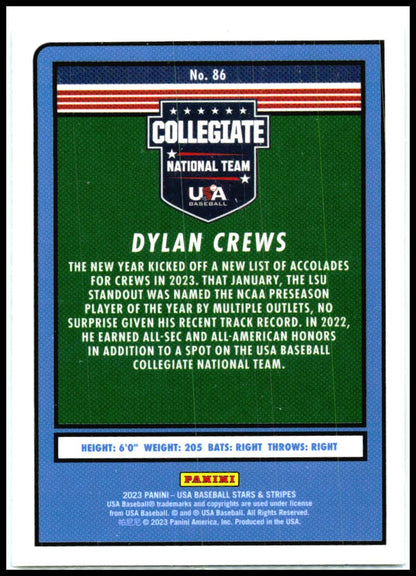 2023 Panini Stars & Stripes USA Baseball #86 Dylan Crews
