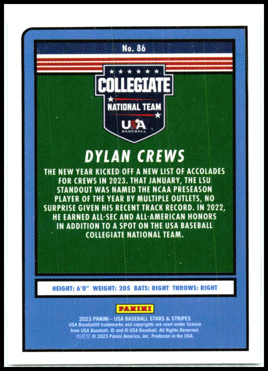 2023 Panini Stars & Stripes USA Baseball #86 Dylan Crews