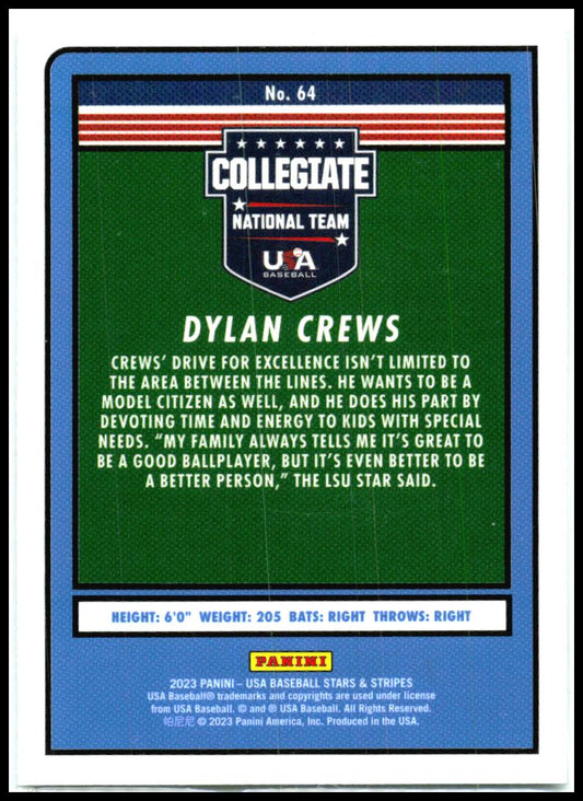 2023 Panini Stars & Stripes USA Baseball #64 Dylan Crews