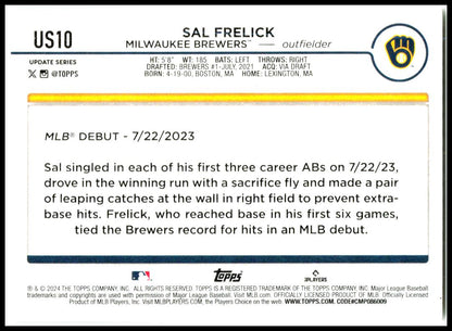 2024 Topps Update First Card #US10 Sal Frelick #/1 Milwaukee Brewers