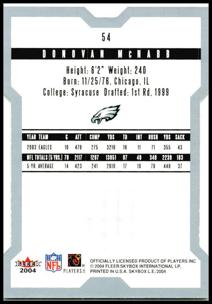 2004 SkyBox LE #54 Donovan McNabb Philadelphia Eagles