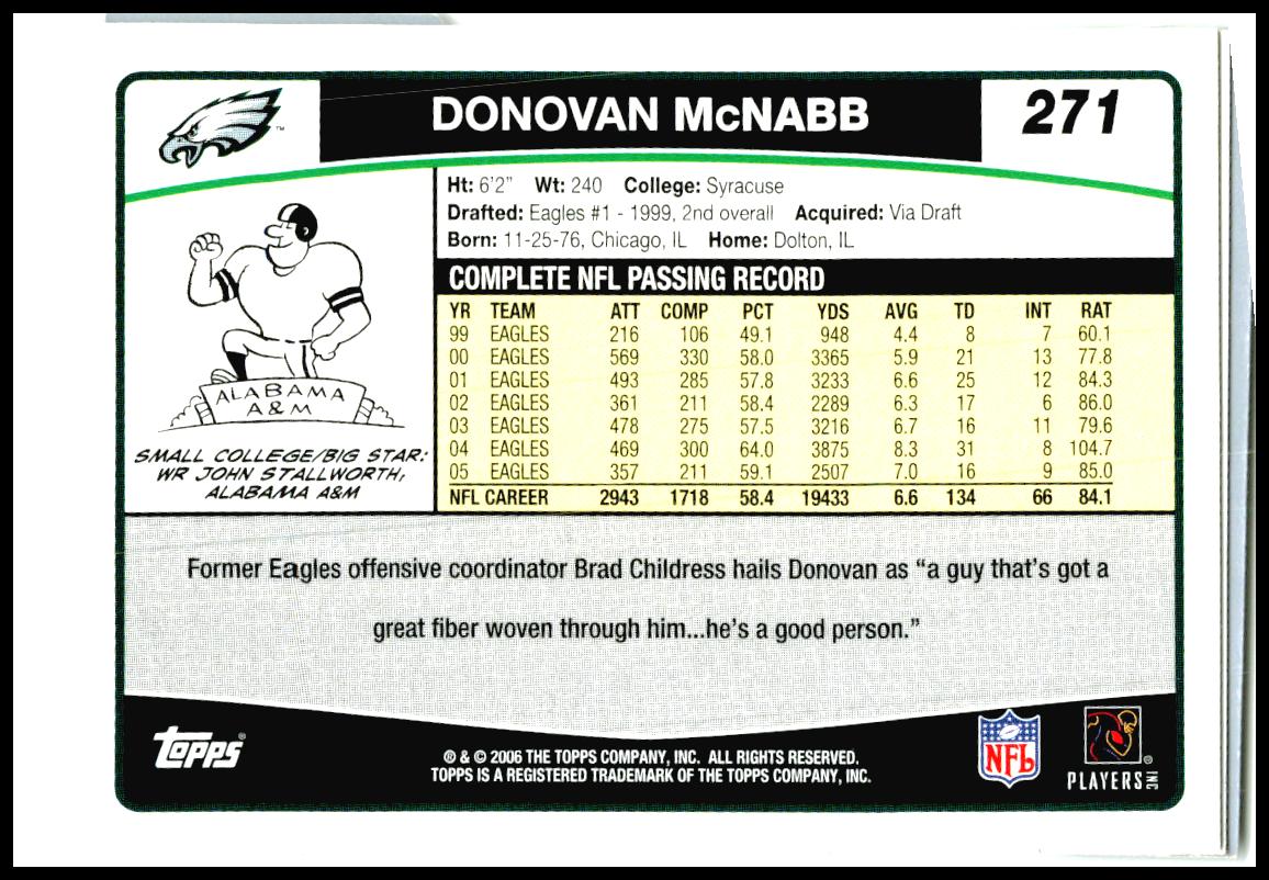 2006 Topps #271 Donovan McNabb Philadelphia Eagles