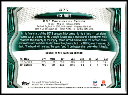 2013 Topps #277 Nick Foles Philadelphia Eagles