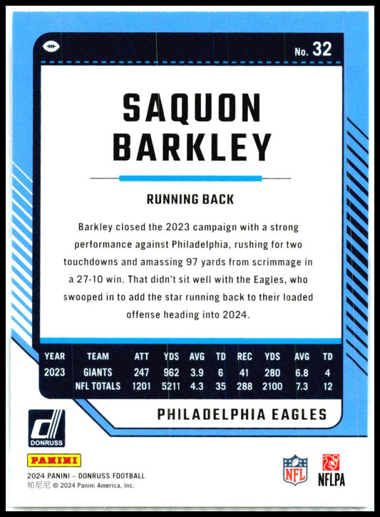 2024 Donruss #32 Saquon Barkley Philadelphia Eagles