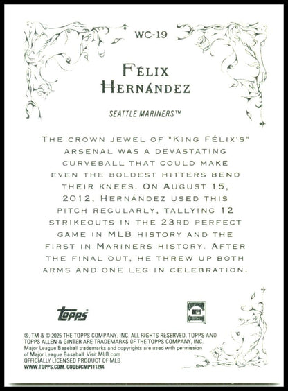 2025 Topps Allen & Ginter #WC19 Félix Hernández Mariners