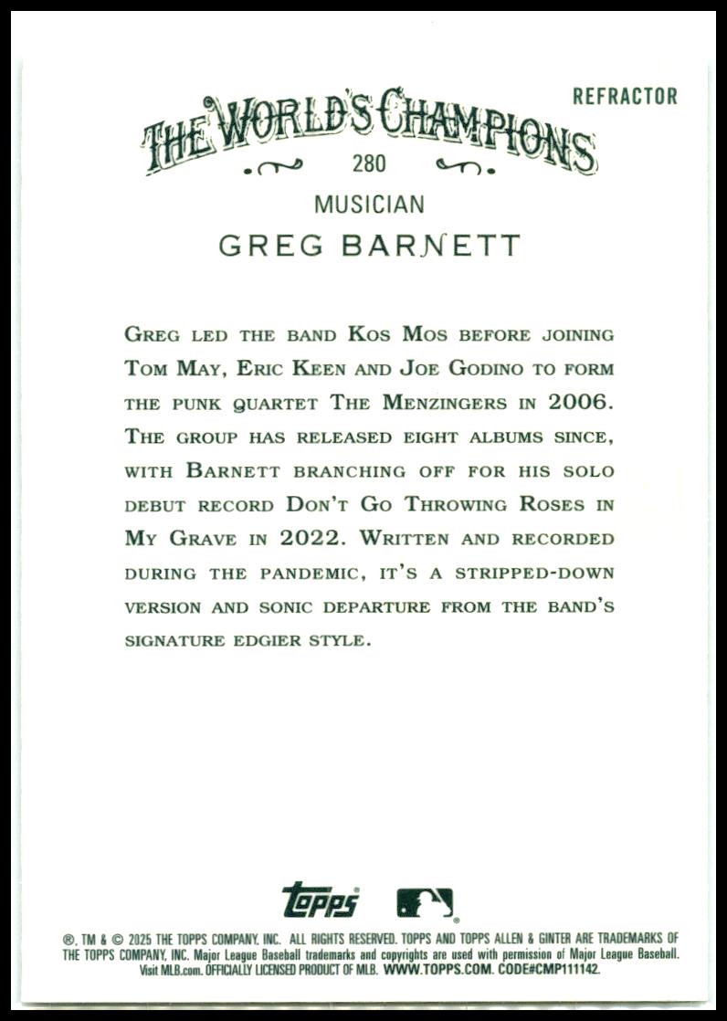 2025 Topps Allen & Ginter Refractor #280 Greg Barnett